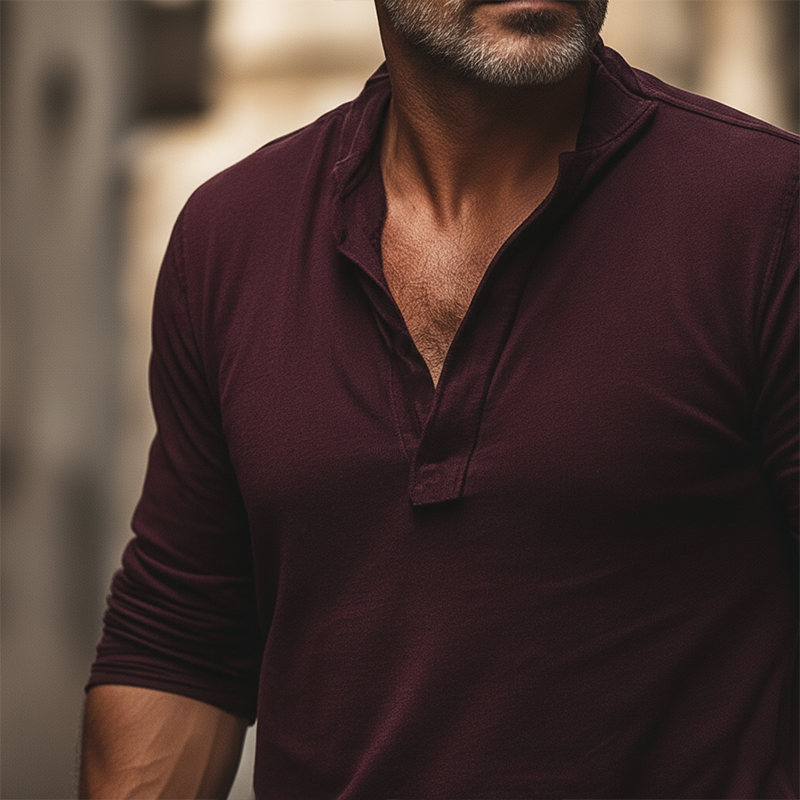 Men's Retro Solid Color Cotton Polo Shirt MTA2500K9P