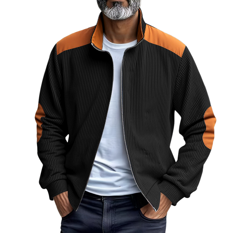 Men's Casual Thin Corduroy Patchwork Lapel Jacket MTA1862F1X