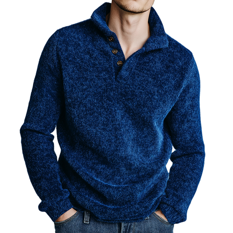 Men's Retro Casual Knitted Button-Up Collar Sweater MTA2806J5TO