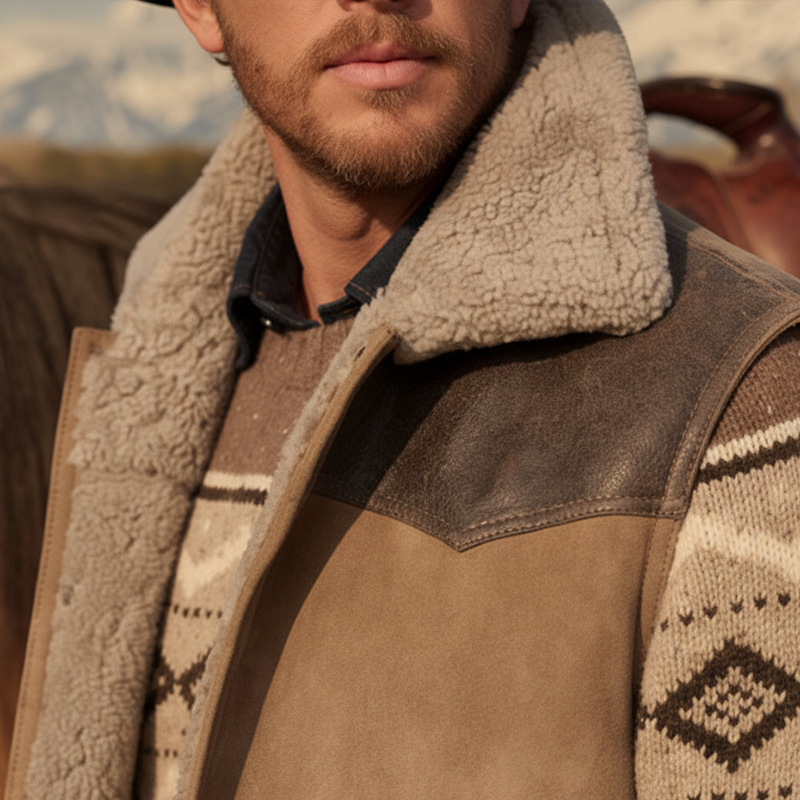 Men's Winter Retro Faux Suede Patchwork Fleece Lining Vest MTA0542K7P