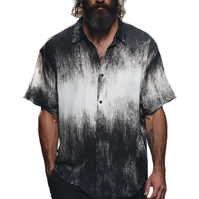 Men's Casual Gradient Print Short Sleeve Shirt MTA0614F9X