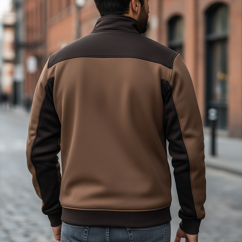 Men's Winter Retro Cotton Blend Patchwork Stand Collar Zipper Jacket MTA2998J0P