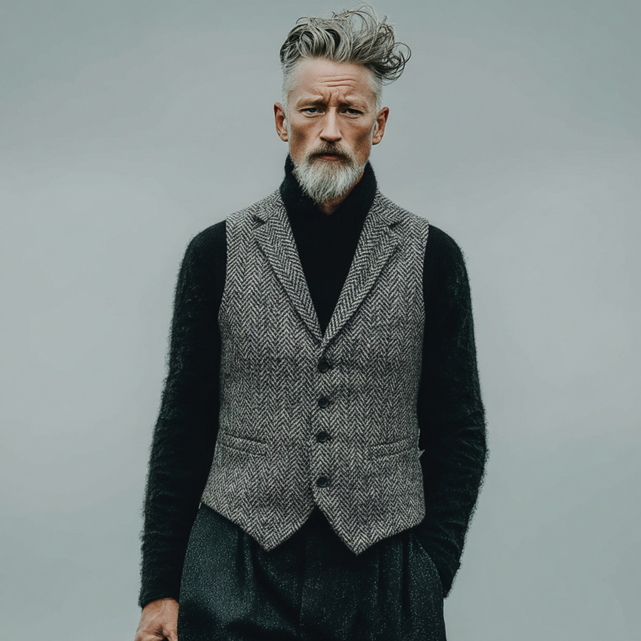 Men's Classic Business And Casual Faux Herringbone Vest MTA3094J5K