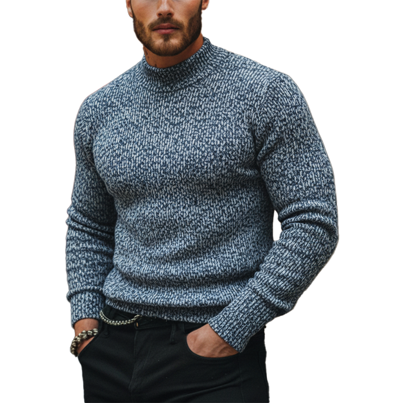 Men's Fashion Colorful Polyester Faux Wool Slim-fit Half-Turtleneck Sweatshirt MTA1790J4P