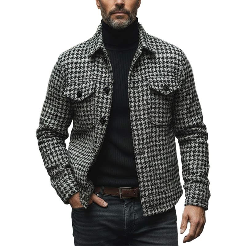 Men's Winter Retro Houndstooth Faux Wool Jacket MTA1203K5P