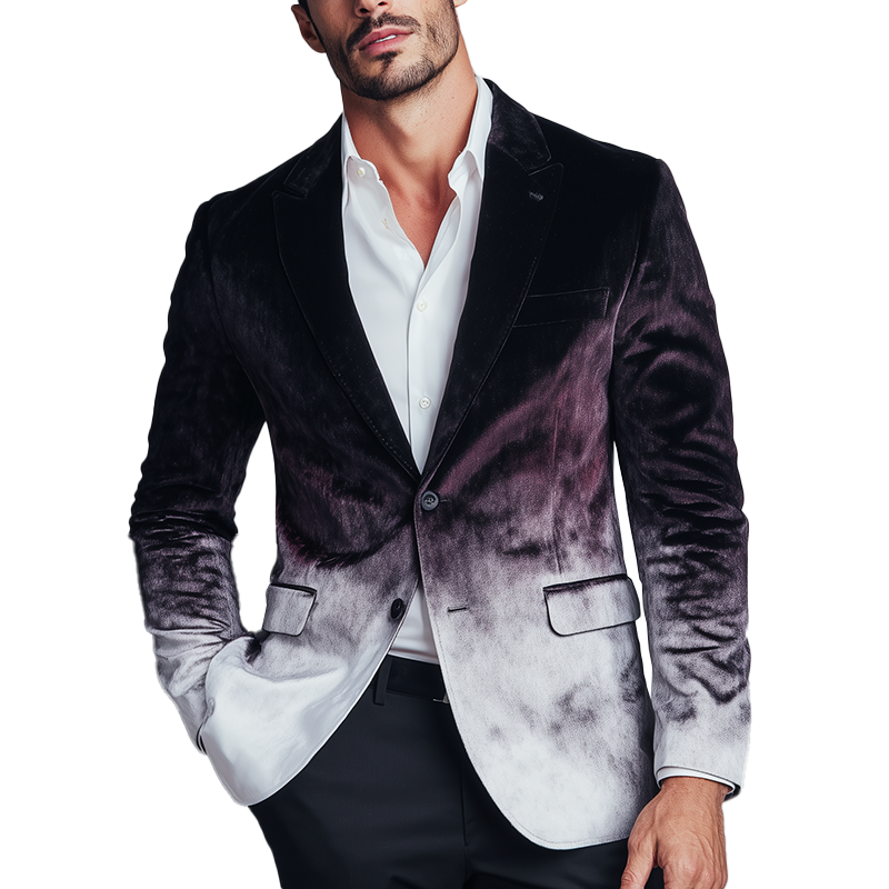 Men's Fashion Gradient Print Velvet Banquet Blazer MTA1539H8P