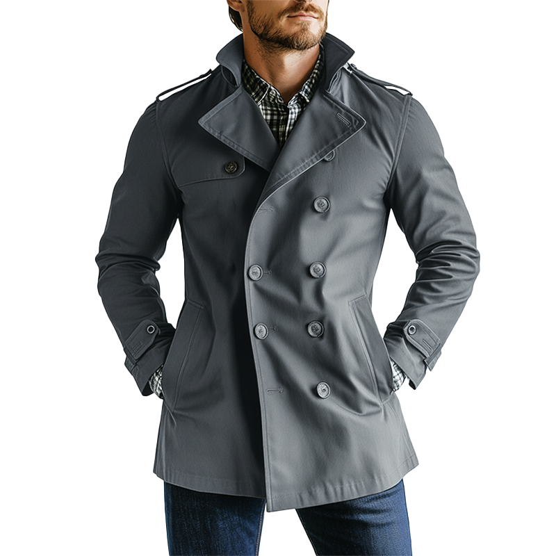 Men's Fashion Cotton Blend Double-Breasted Trench Jacket MTA1421K1P