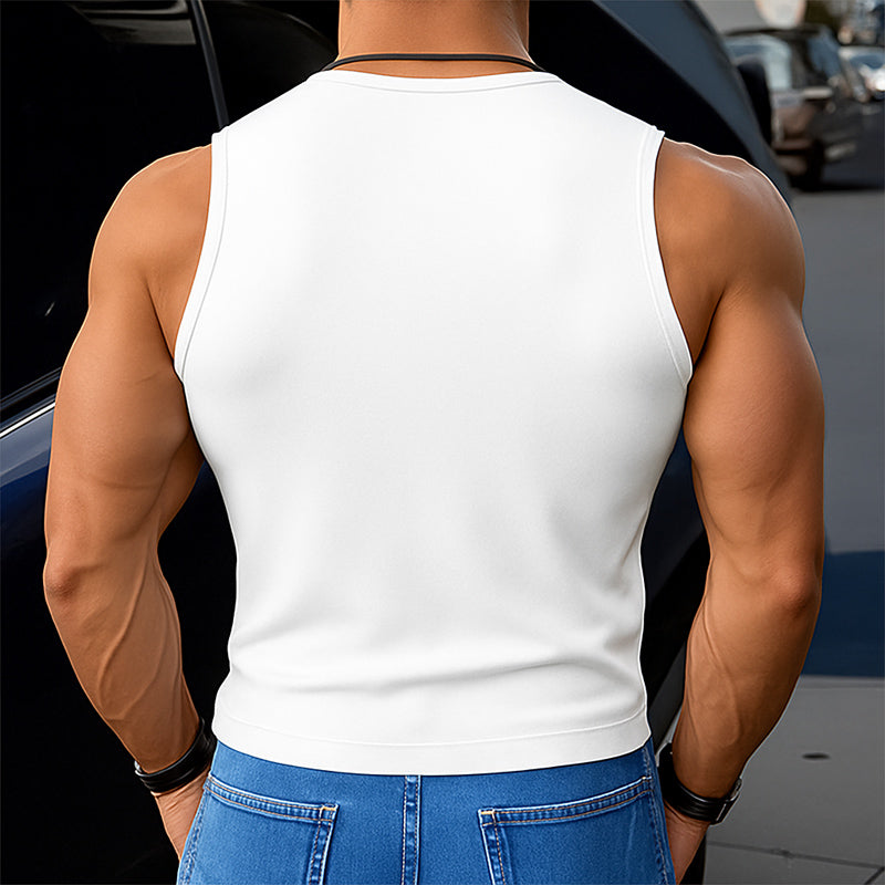 Herre sommerlig enkel sports-tanktopp med elastisk glidelås MTA0911E1U