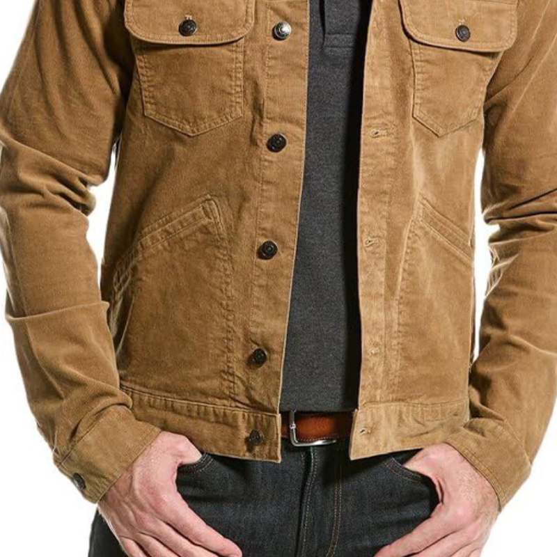 Men's Classic Casual Lapel Multi-Pocket Corduroy Jacket 57409636K