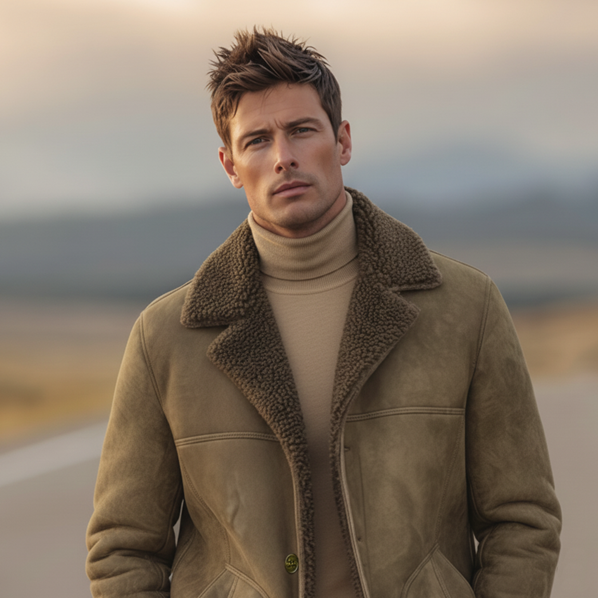 Men's Classic Retro Lapel Fleece-lined Faux Suede Jacket MTA0100K6K