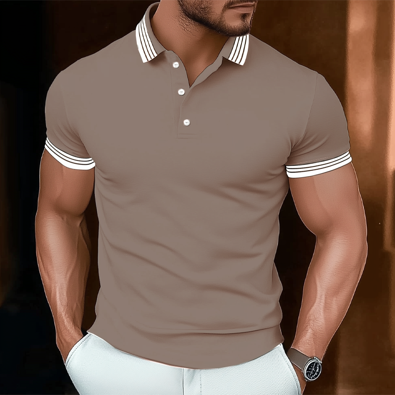 Men's Basic Business Stitching Cotton Short Sleeve POLO Shirt MTA2453G7U