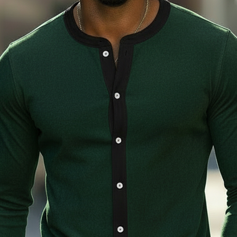 Men's Spring Fashion Color-block Faux Suede Button-down Shirt MTZ0601A7P