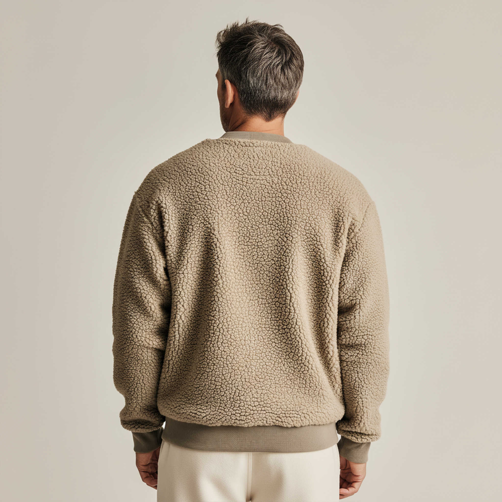 Men's Classic Casual Round Neck Teddy Fleece Loose Sweatshirt MTA1726J4K