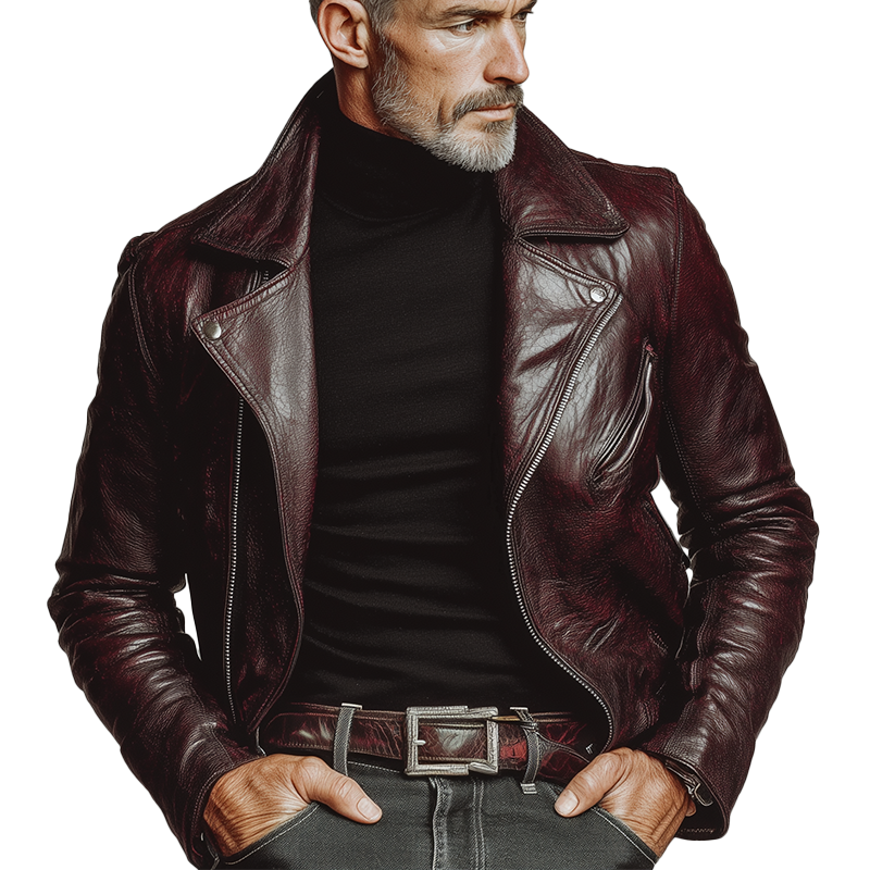 Men's Winter Fashion Distressed PU Jacket (with Lining) MTA2229I9P