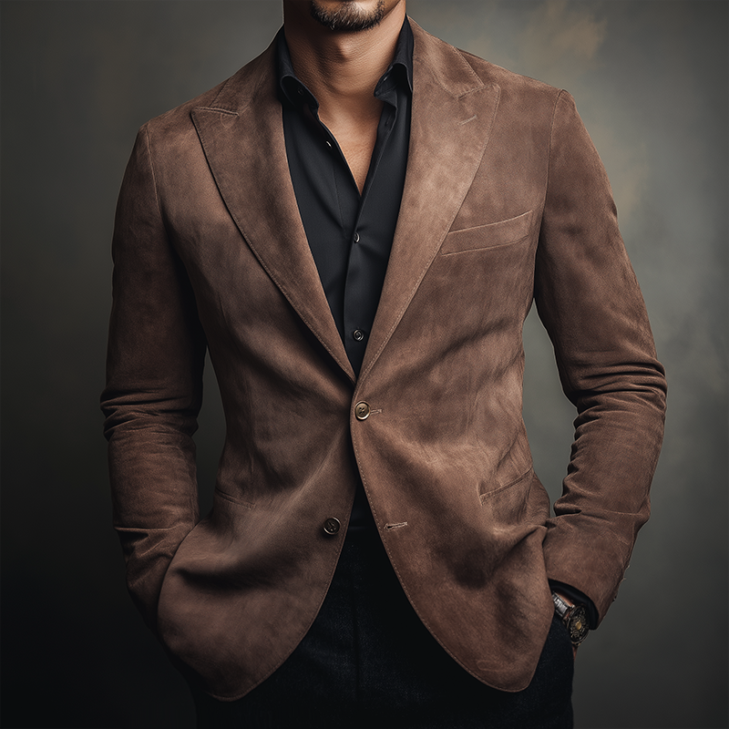 Men's Vintage Casual Suede Single-Breasted Blazer MTA2876H2TO