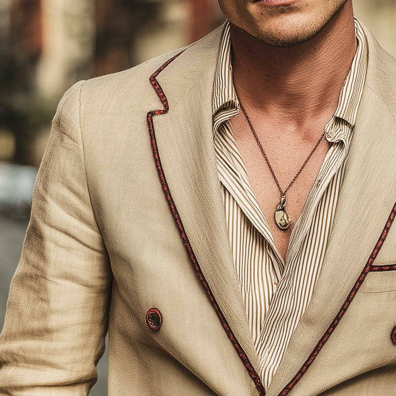 Men's Classic Business Khaki Double-breasted Blazer MTA2868I8U