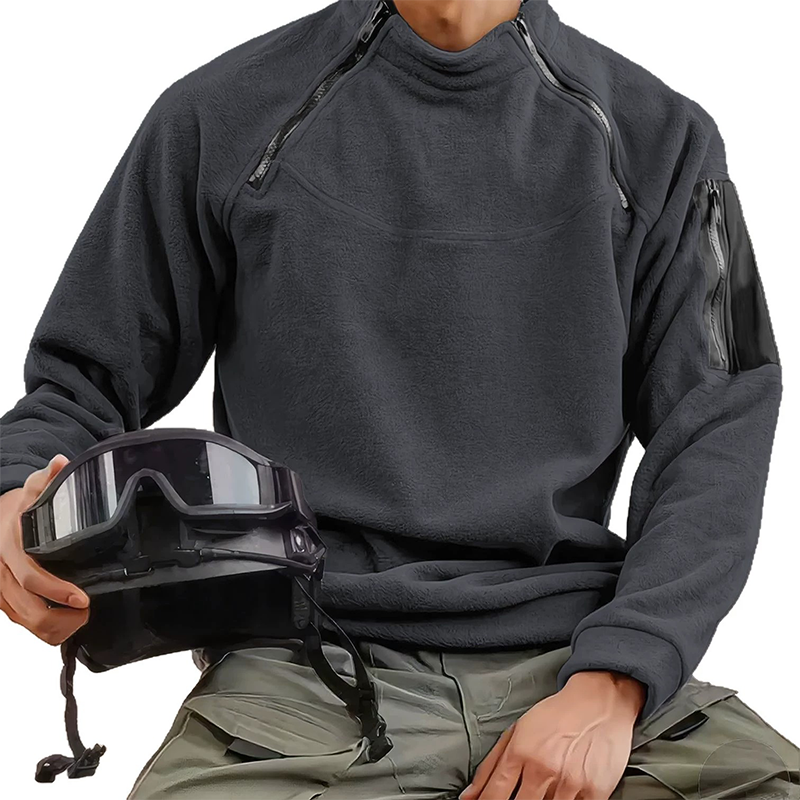 Men's Outdoor Zipper Fleece Crew Neck Pullover Sweatshirt MTA1326H4X