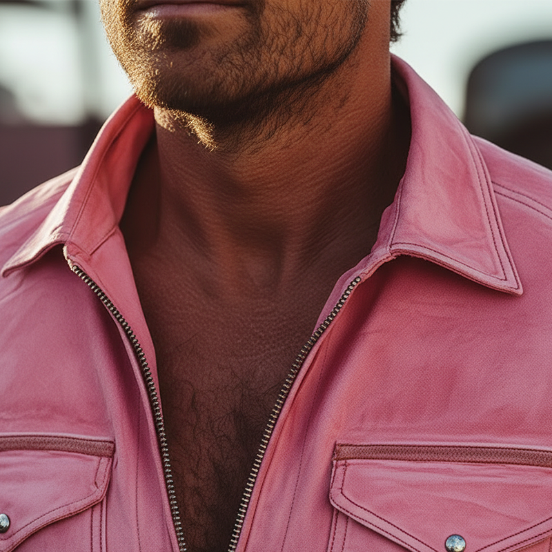 Men's Retro Minimalist Zippered Faux Suede Long-Sleeve Shirt MTA1147L3P