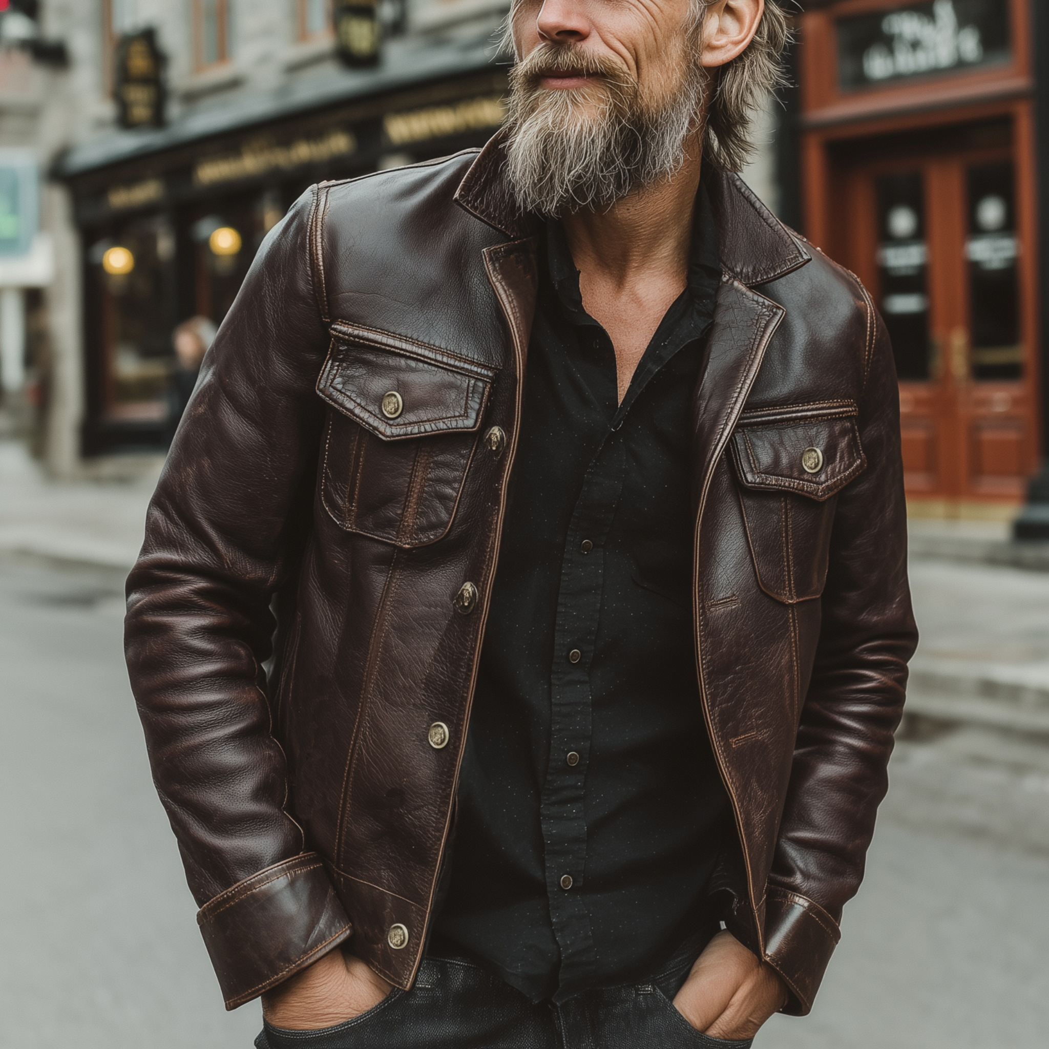 Men's Classic Retro Lapel PU Leather Zipper Jacket MTA1095I7K