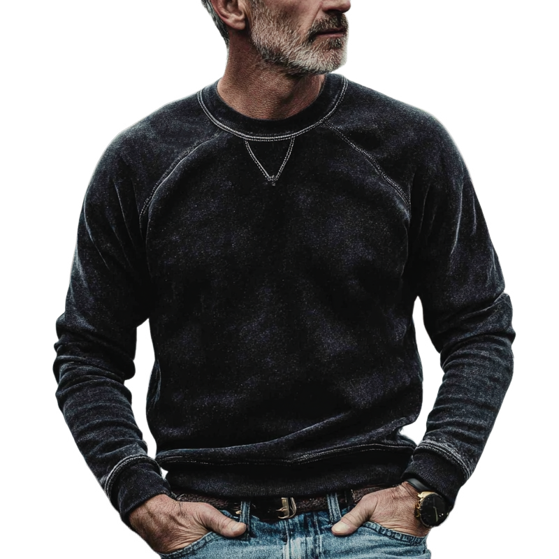 Men's Vintage Crew Neck Faded Long Sleeve Sweatshirt MTA1330H5X