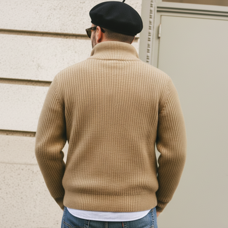 Men's Urban Zipper Stand Collar Knit Sweater MTA1751L5U