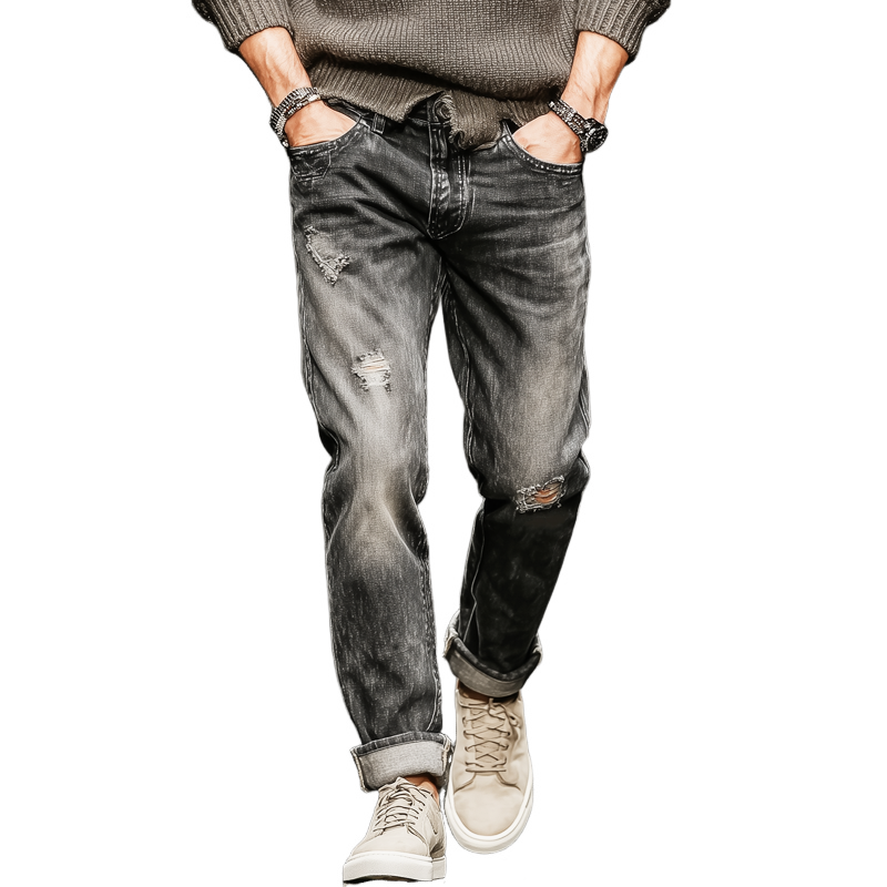 Men's Classic Distressed Ripped Straight Jeans MTA2495J4U