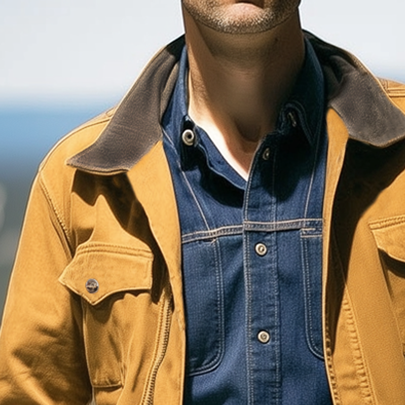 Men's Spring And Autumn Retro Colorblock Collar Zipper Jacket MTA1326H6U