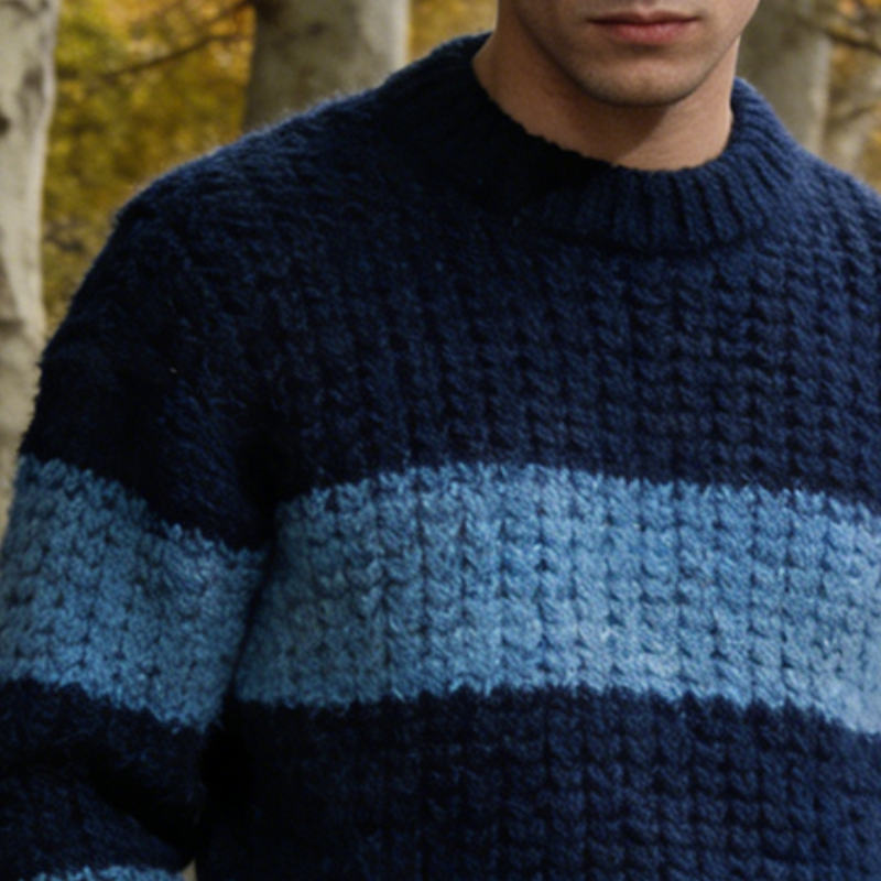 Men's Retro Casual Striped Knit Crew Neck Sweater MTA1534L2TO