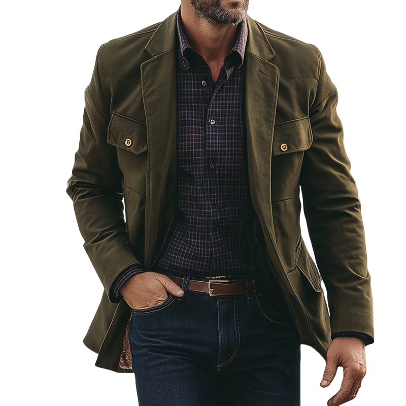 Men's Vintage Casual Cotton Outdoor Barn Jacket Blazer MTA0135H0TO
