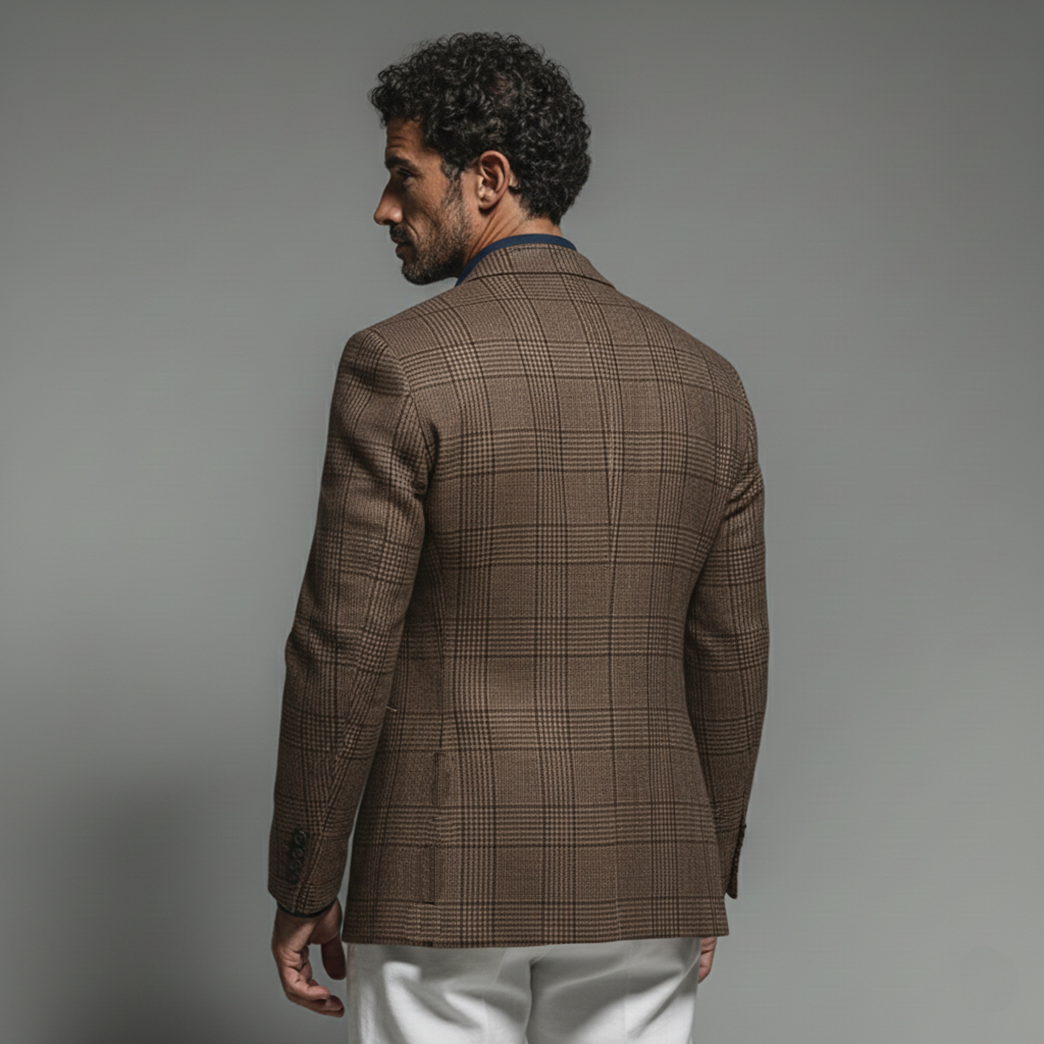 Men's Classic Vintage Houndstooth Blend Single-breasted Blazer MTA1643L7K