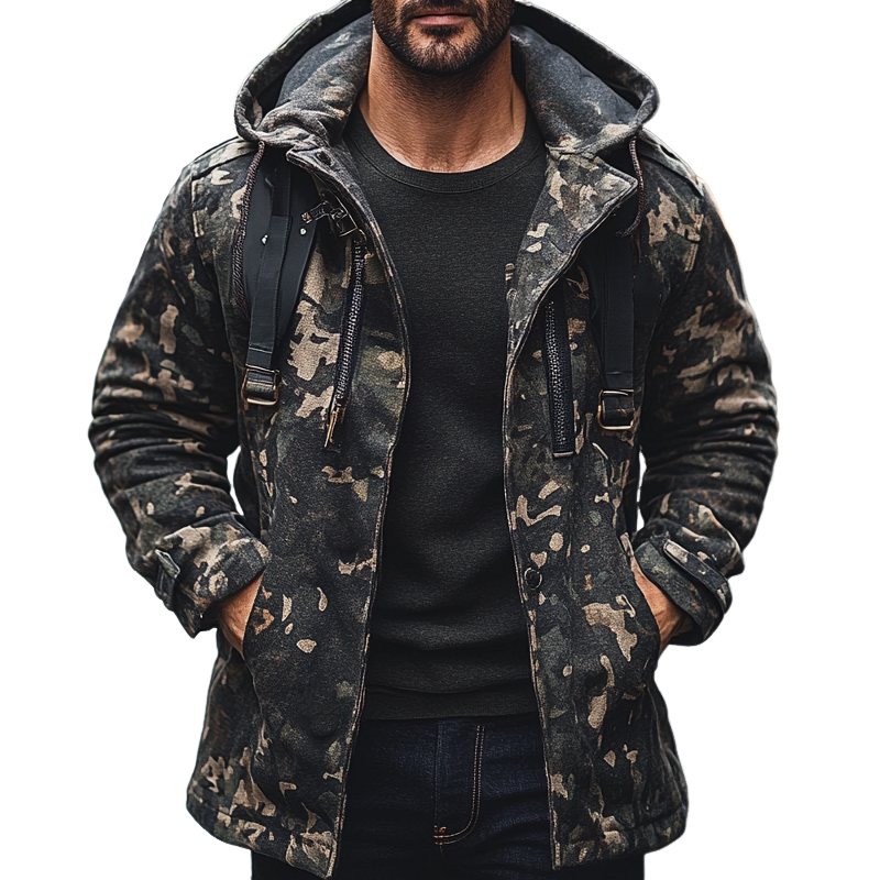 Men's Vintage Camouflage Print Hooded Coat MTA1833H7X