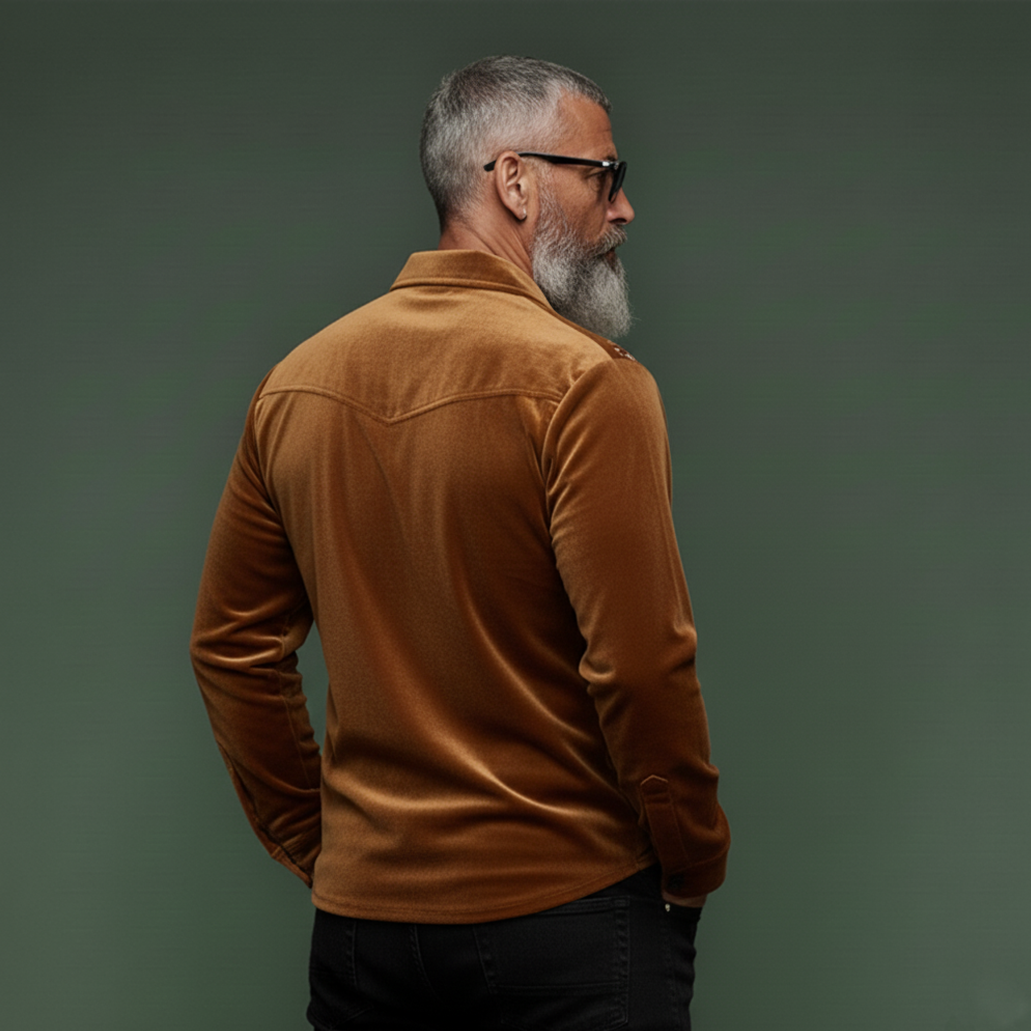 Men's Classic Vintage Embroidered Faux Velvet Long-sleeved Shirt MTA1561L7K