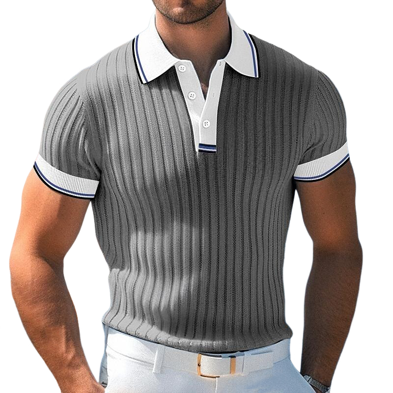 Men's Knitted Colorblock Short-sleeved POLO Shirt MTA2106G4X