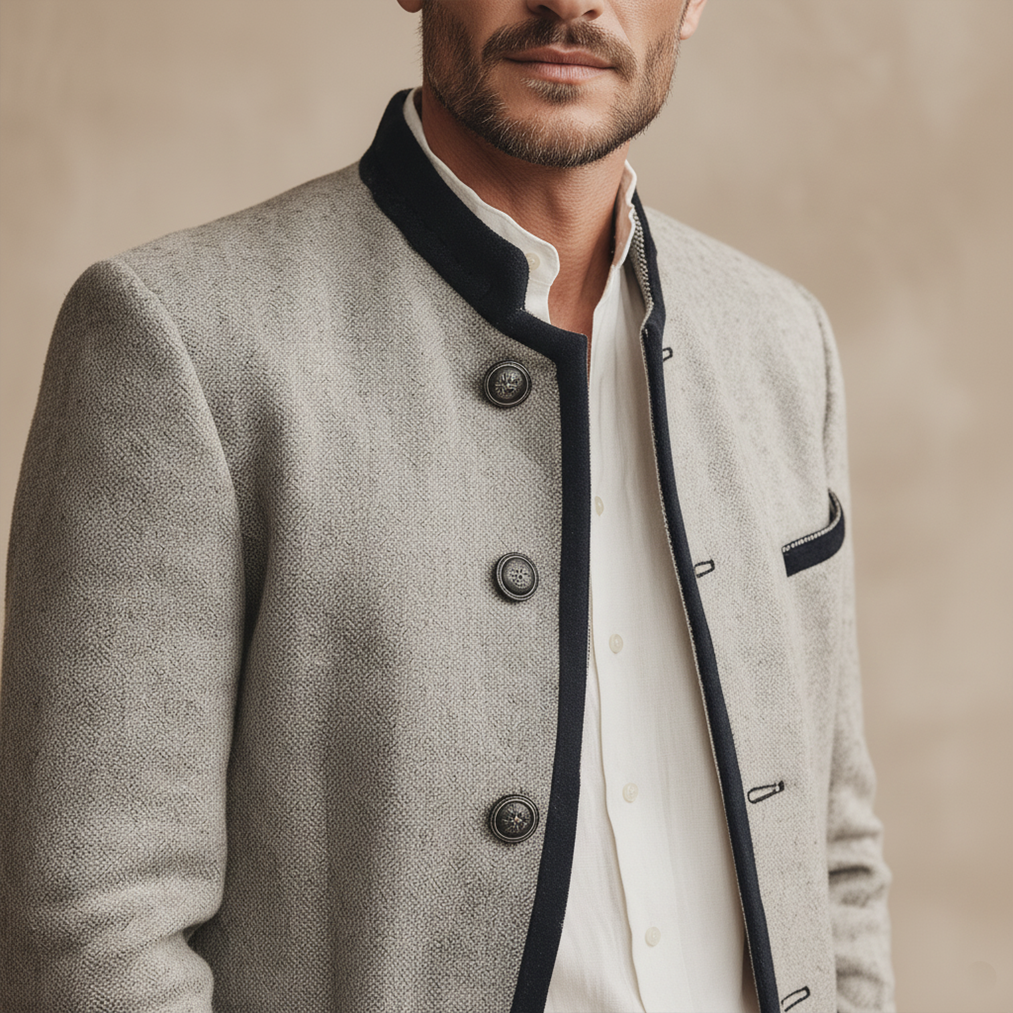 Men's Classic Retro Stand Collar Faux Wool Jacket MTA2374I6K