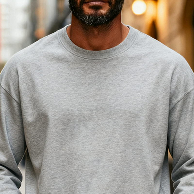 Men's Cotton Blend Loose Fit Casual Crew Neck Long Sleeve T-Shirt MTA2975J0X