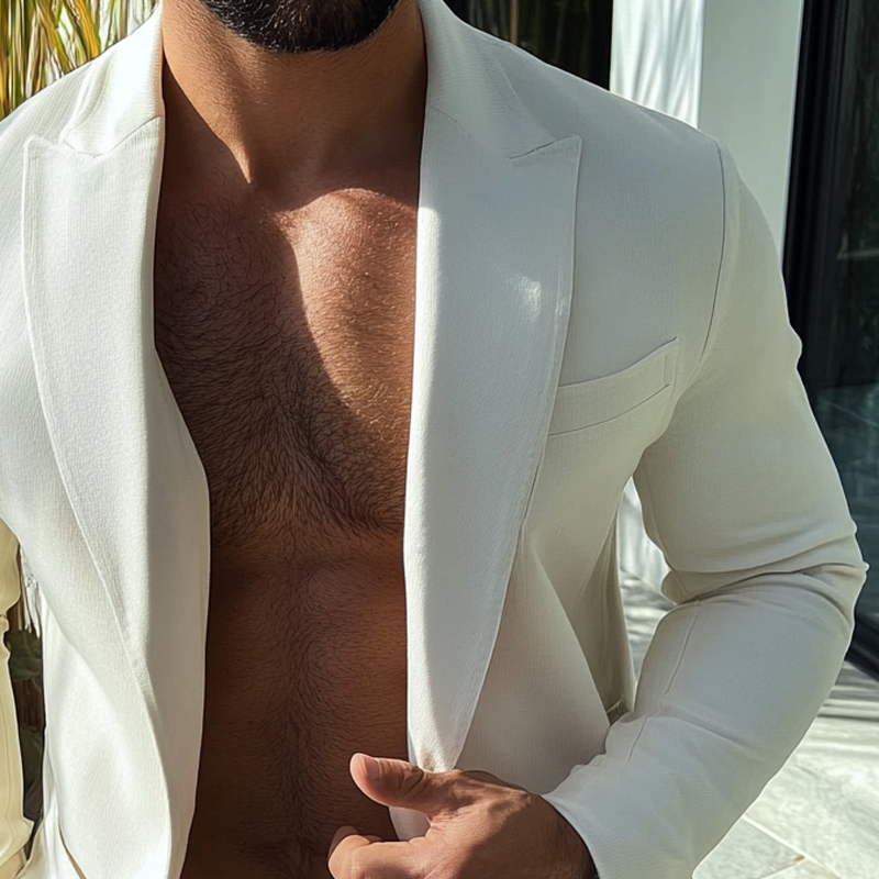 Men's Solid Color Casual Cotton Blazer MTA3169G0X