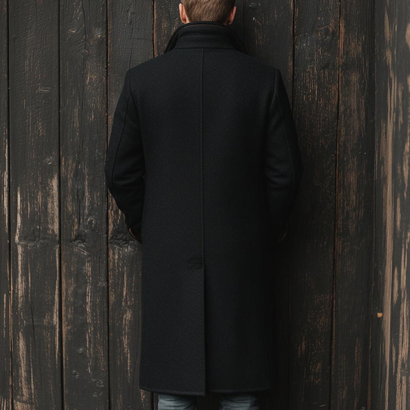 Men's Winter Fashion Twill Faux Wool Lapel Long Coat MTA1572J7P