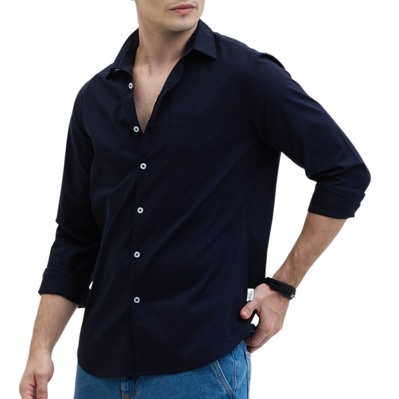 Men's Casual Slim Fit Lapel Long Sleeve Shirt 46540469F