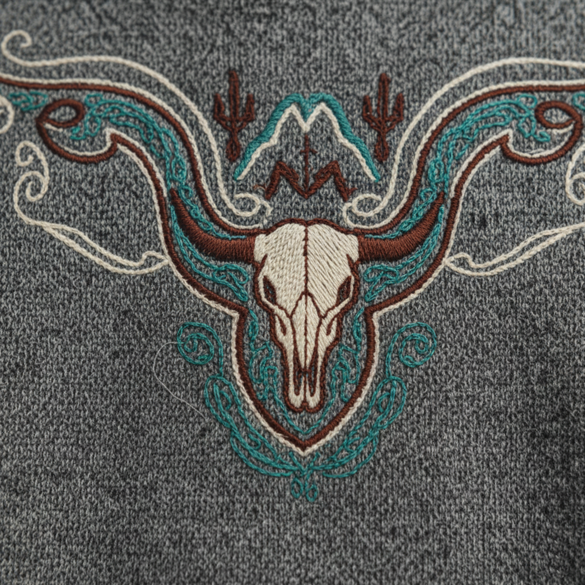 Men's Classic Casual Western Style Embroidered Air Layer Cotton Blend Hoodie MTA1145K6K