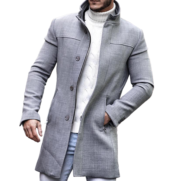Men's Stand Collar Zipper Single Breasted Casual Coat 46458190Z