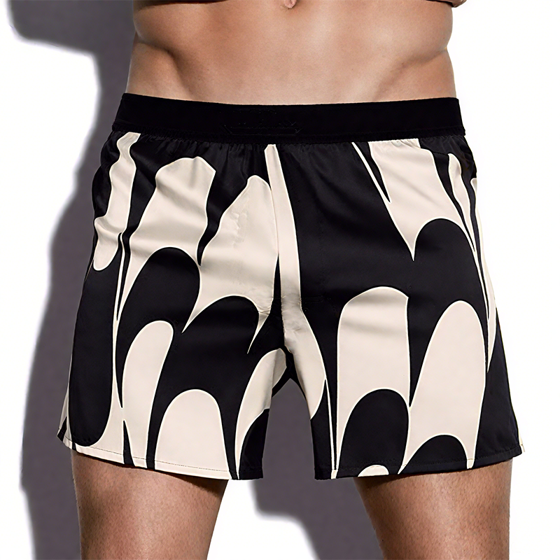 Men's Spring And Summer Fashion Casual Elastic Waist Cotton Blended Printed Shorts MTA0479G6K