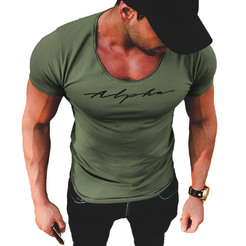 Men's Letter Printed Round Neck Short Sleeve T-Shirt 04589575X