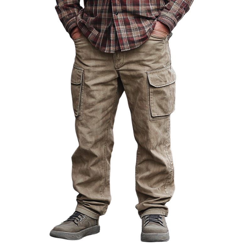 Stylish Washed Denim Straight Cargo Pants for menn 15603596Z