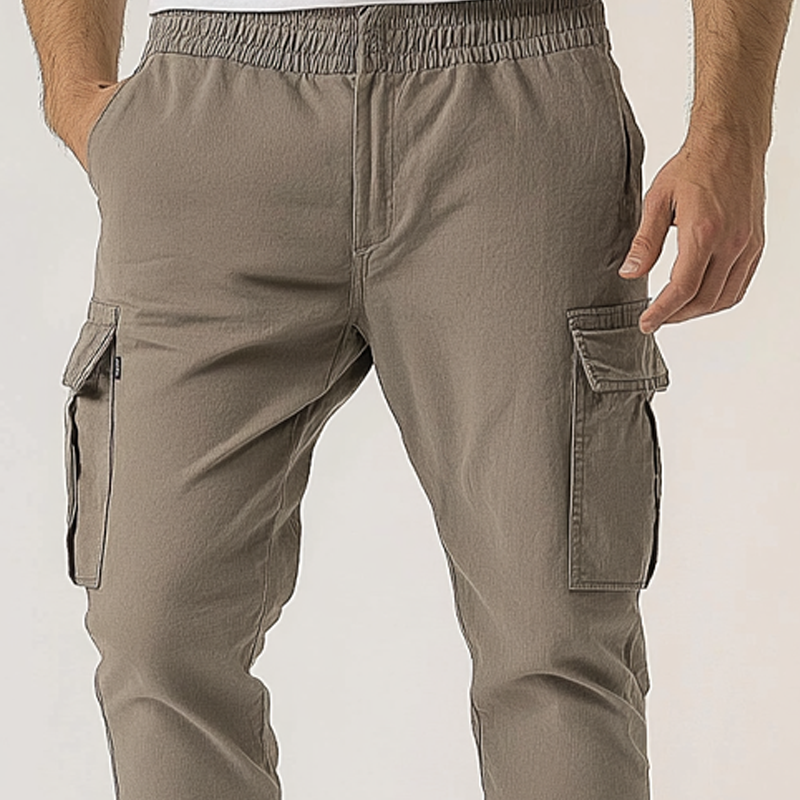 Men's Washed Elastic Knee Casual Sports Pants MTA2646K5X