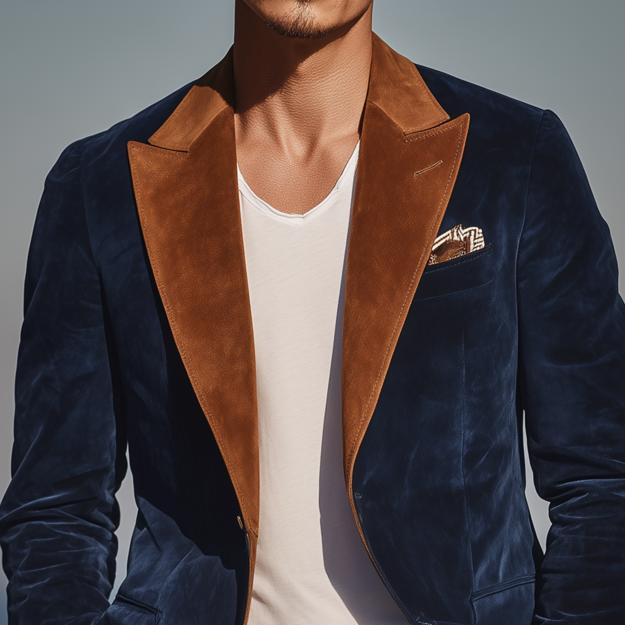 Men's Classic Retro Party-going Contrast Color Stitching Suede Single-breasted Blazer MTA1331H9K