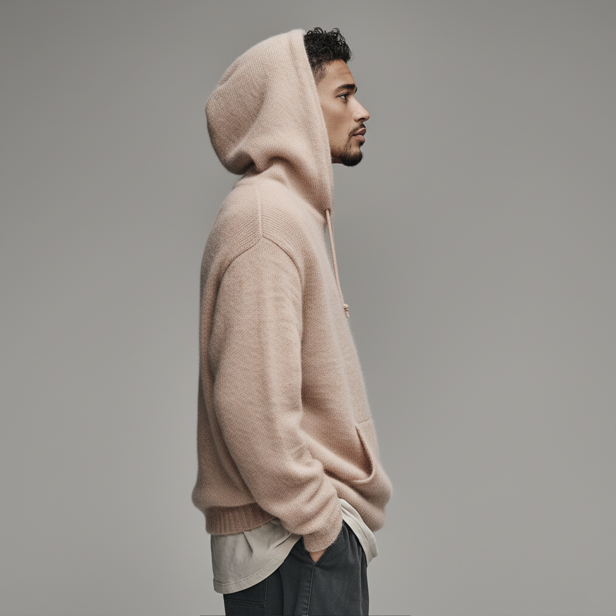 Men's Classic Casual Hooded Loose Sweatshirt Pink Sweater MTA2300I8K