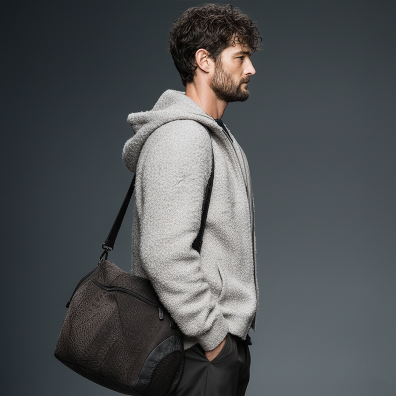 Men's Casual Light Grey Polar Fleece Zip-Up Hooded Jacket MTA2229J6U