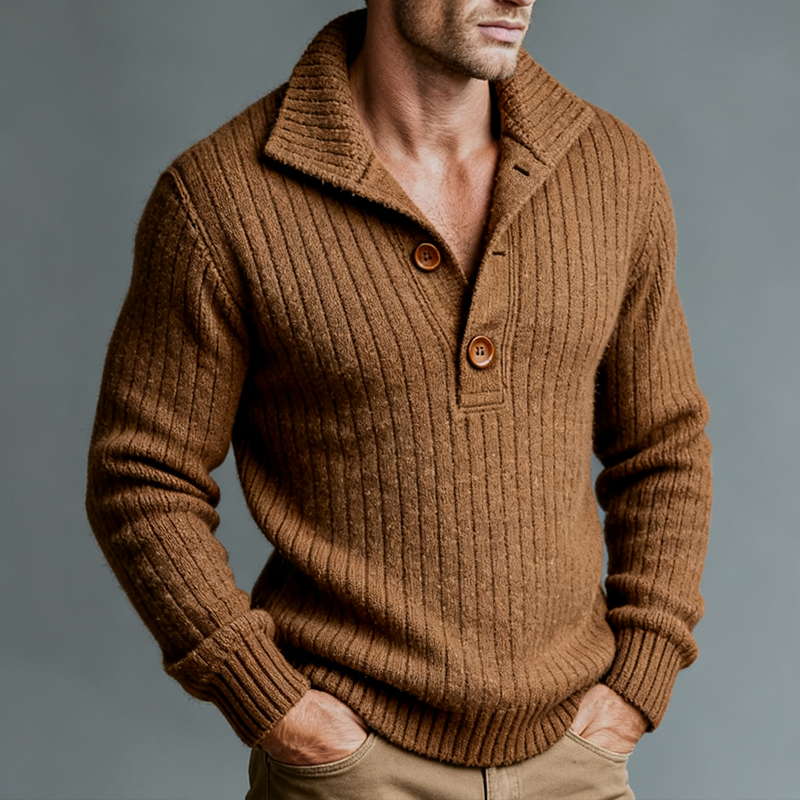 Men's Retro Casual Knitted Striped Lapel Pullover Sweater MTA1579J5TO