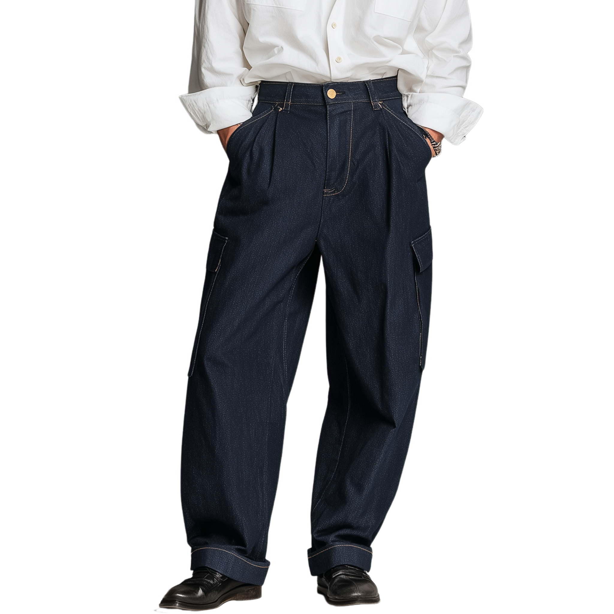 Men's Casual And Business Retro Blue Multi-pocket Jeans MTA2921J7K