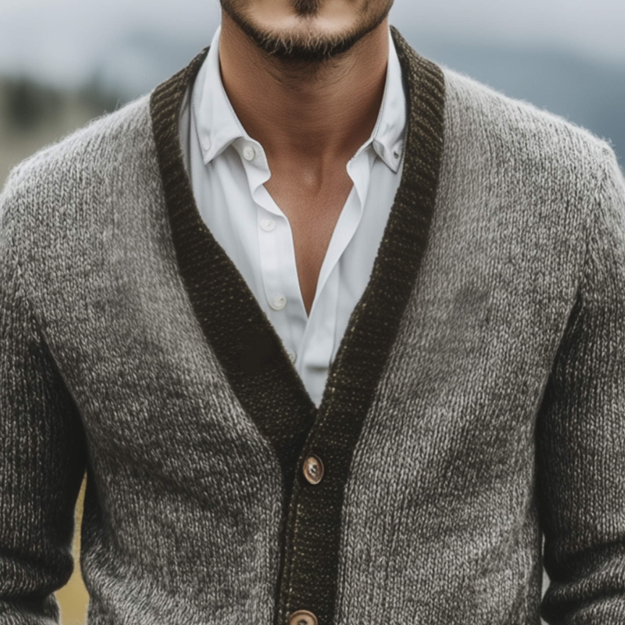Men's Classic Casual Contrast Colorblocked Pocket Knit Cardigan MTA1867I9K